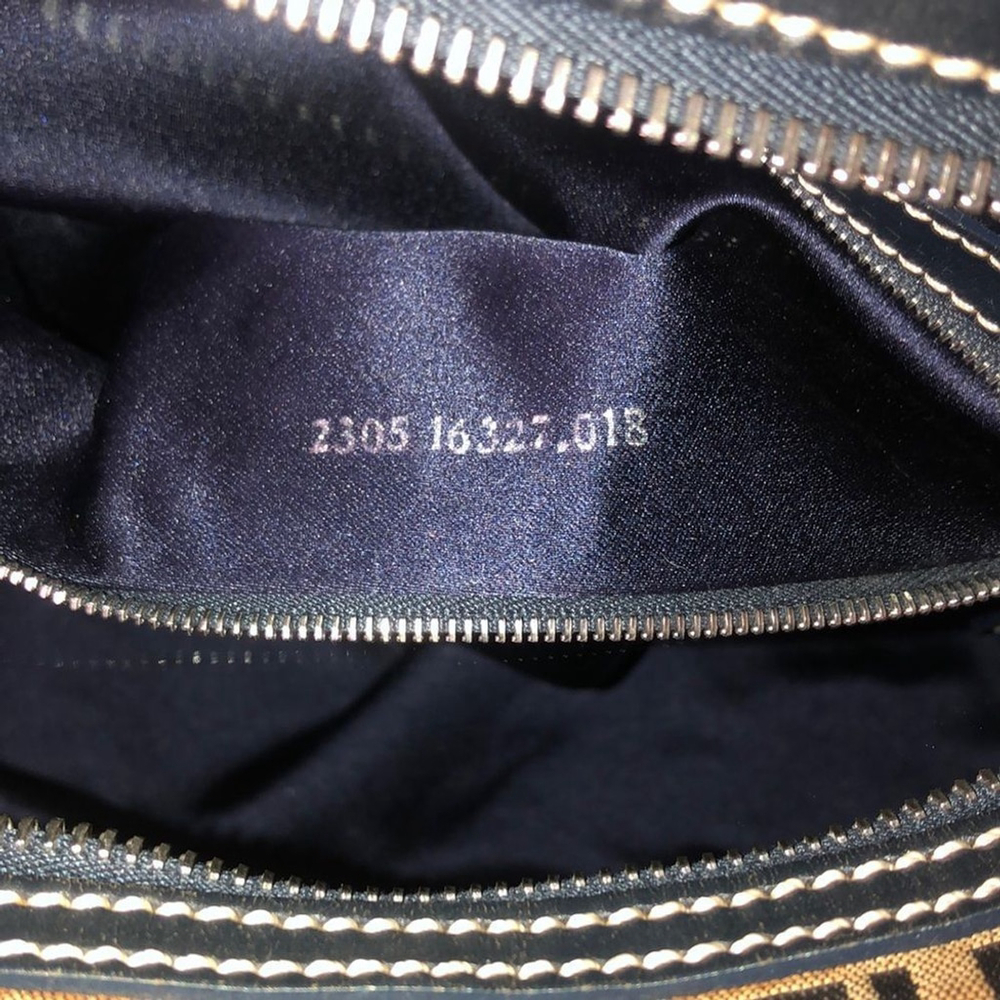 FENDI Zucca Navy Blue Leather Grey Canvas Boston Carry-On Bag Speedy 30 EUC - Picture 6 of 17